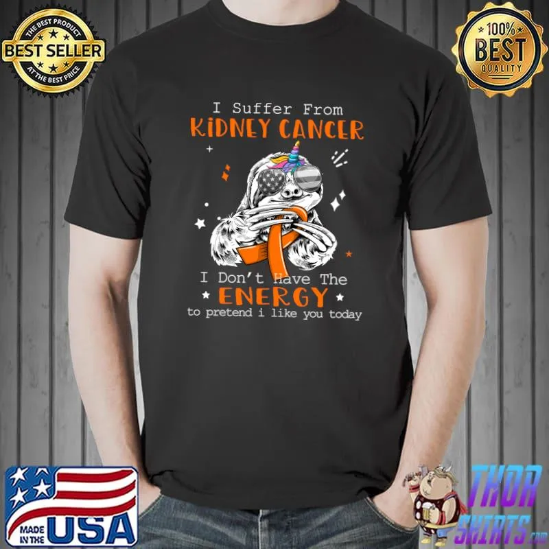 I Suffer From Kidney Cancer I Don't Have The Energy To Pretend I Like You Today Sloth T-Shirt
