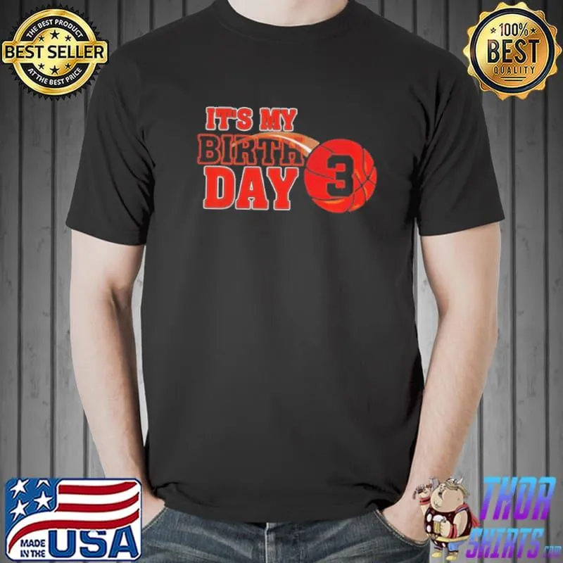 Kids happy birthday 3rd 3 year old basketball boys bball shirt