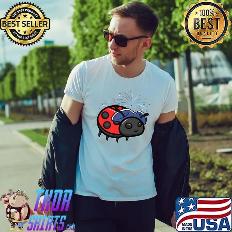 Ladybug 4th Of July Fireworks Entomologists USA Flag T-Shirt