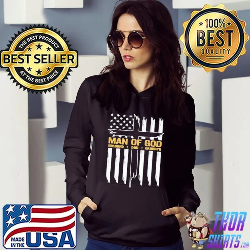 Man Of God Cross American Flag Jesus Christian Shirt Hoodie