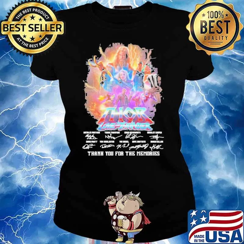 Marvel Thor Love And Thunder Thank You For The Memories signatures s Ladies tee