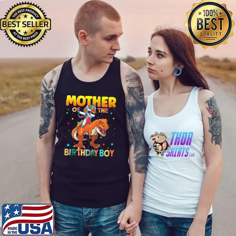 Mother Of The Birthday Boy Dabbing Unicorn Dinosaurs Bday T-Shirt Tank Top