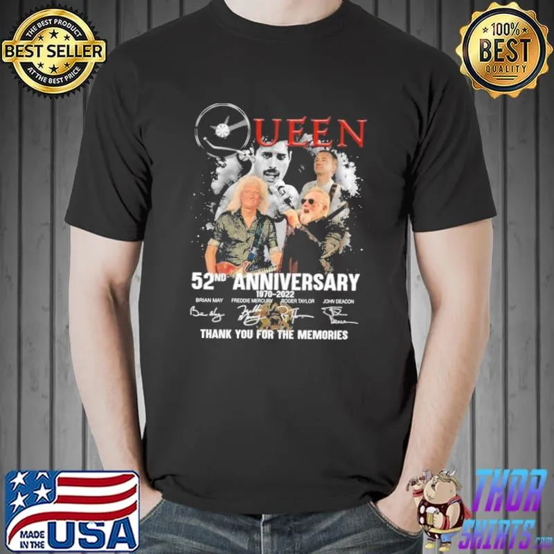 Queen band members 52nd anniversary 19702022 signatures shirt