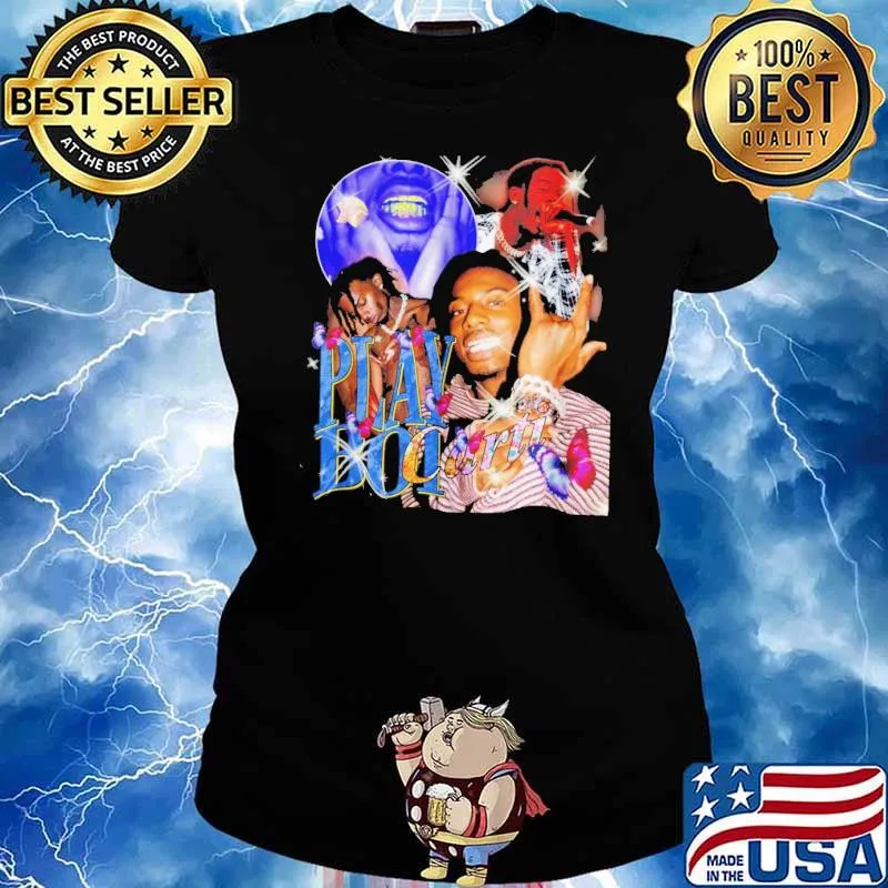 Rapper and singer inspired 90s bootleg rap old school 90 playboI cartI s Ladies tee