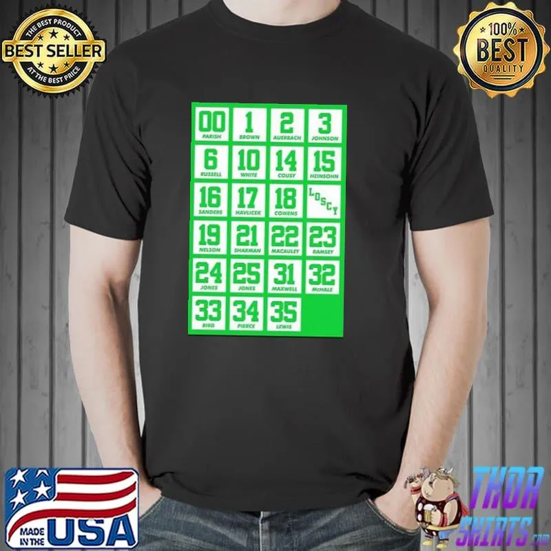 Retired numbers Boston celtics shirt