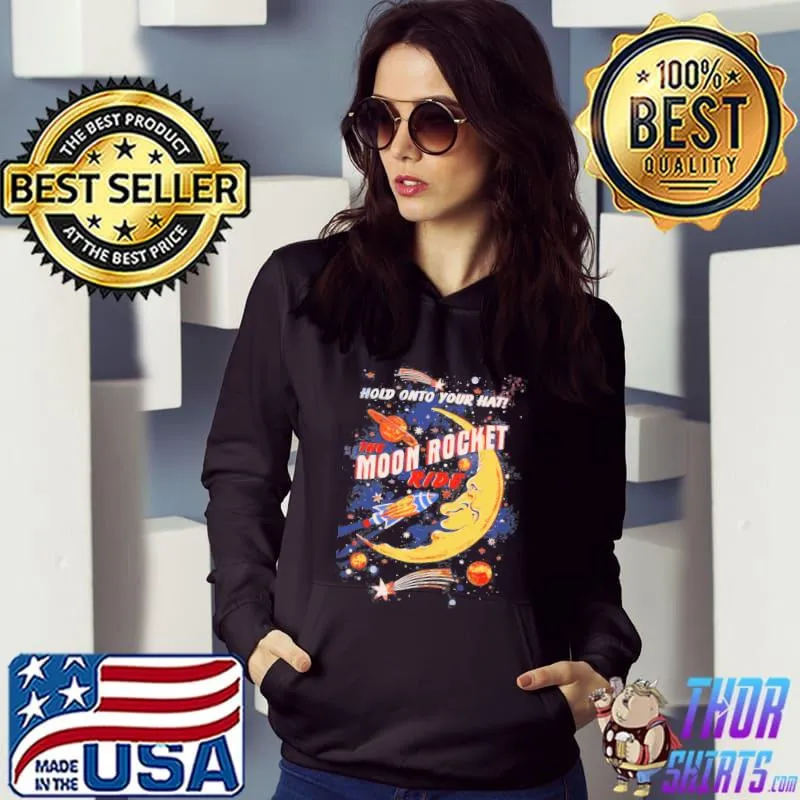 Rocket moon ride vintage s Hoodie