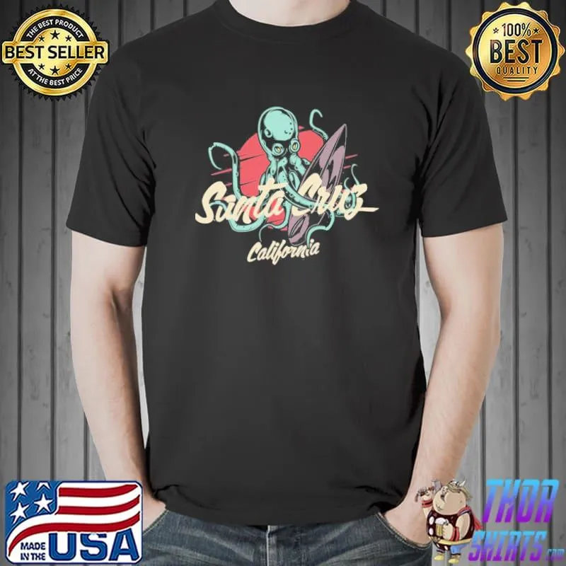 Santa cruz California octopus surfing shirt