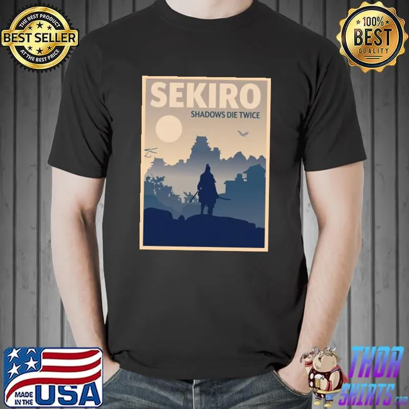 Sekiro shadows die twice minimalist travel style video game art shirt