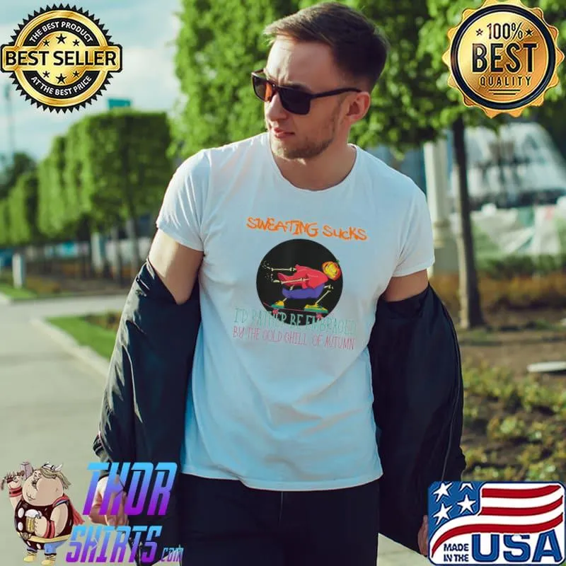 Sweating sucks pumpkin head skateboard skeleton shirt