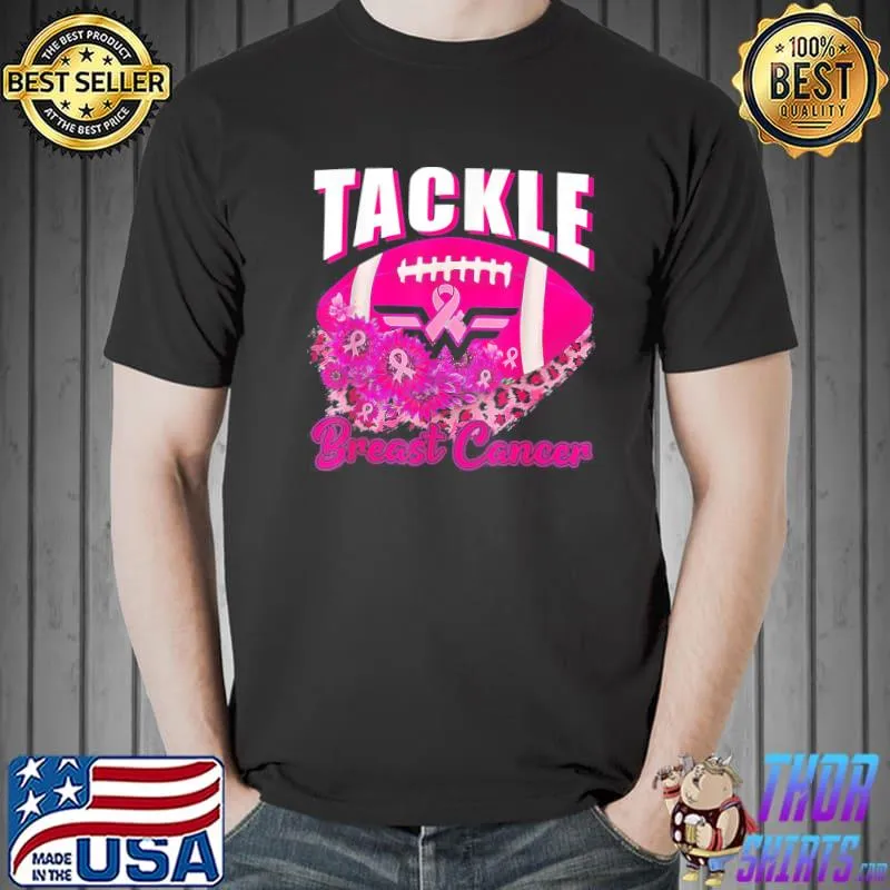 Tackle breast cancer awareness Football ribbon sunflower shirt
