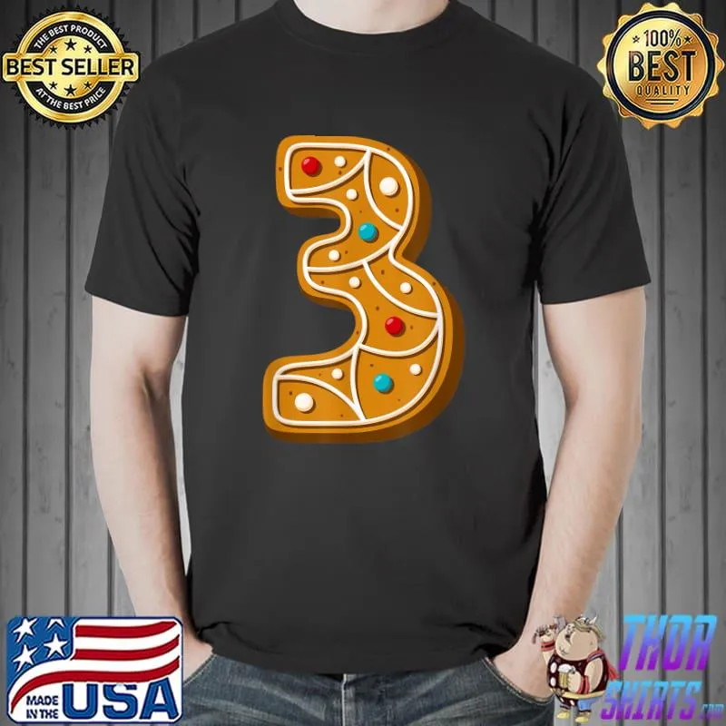 Three 3rd Birthday 3 Years Old Christmas Cookie T-Shirt