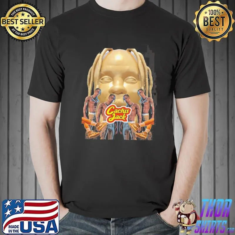 Travis scott cactus Jack gold big face shirt