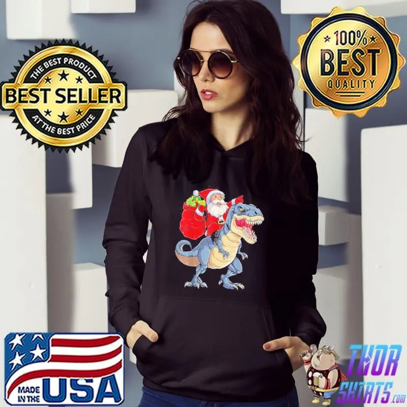 Tree rex christmas santa riding dinosaur s Hoodie