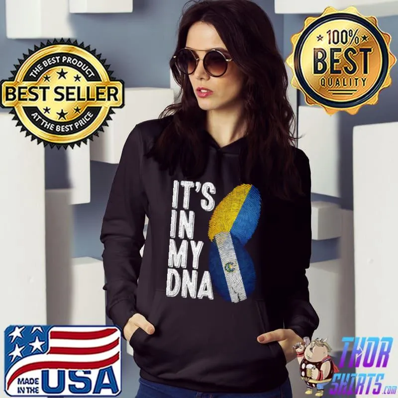Ukraine And El SalvadorIt's In My DNA Finger Print T-Shirt Hoodie