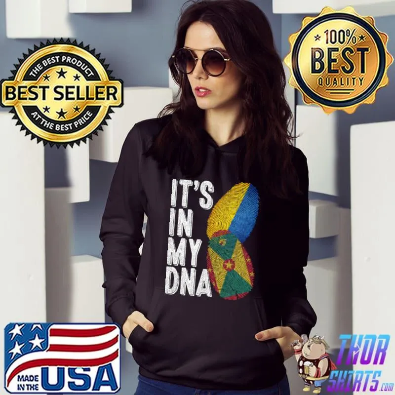 Ukraine And GrenadaIt's In My DNA Finger Print T-Shirt Hoodie