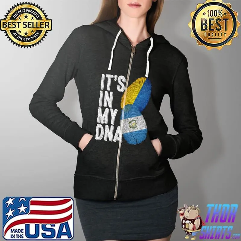 Ukraine And Guatemala It's In My DNA Finger Print T-Shirt Full Zip Hooded