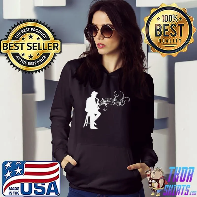 White jazz saxophone trumphet music lover musician design classic s Hoodie