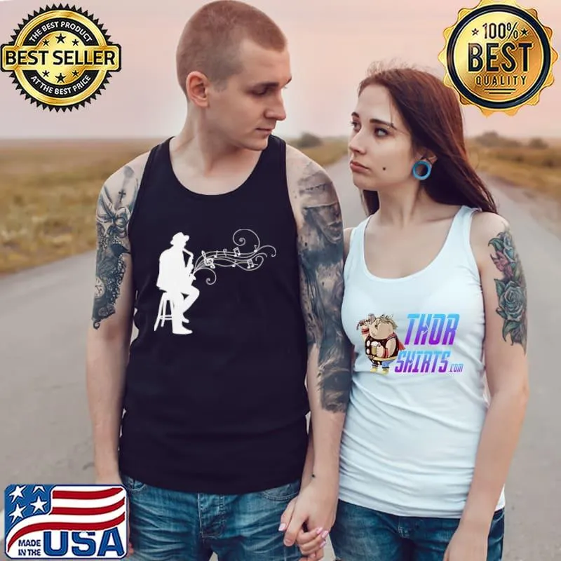 White jazz saxophone trumphet music lover musician design classic s Tank Top