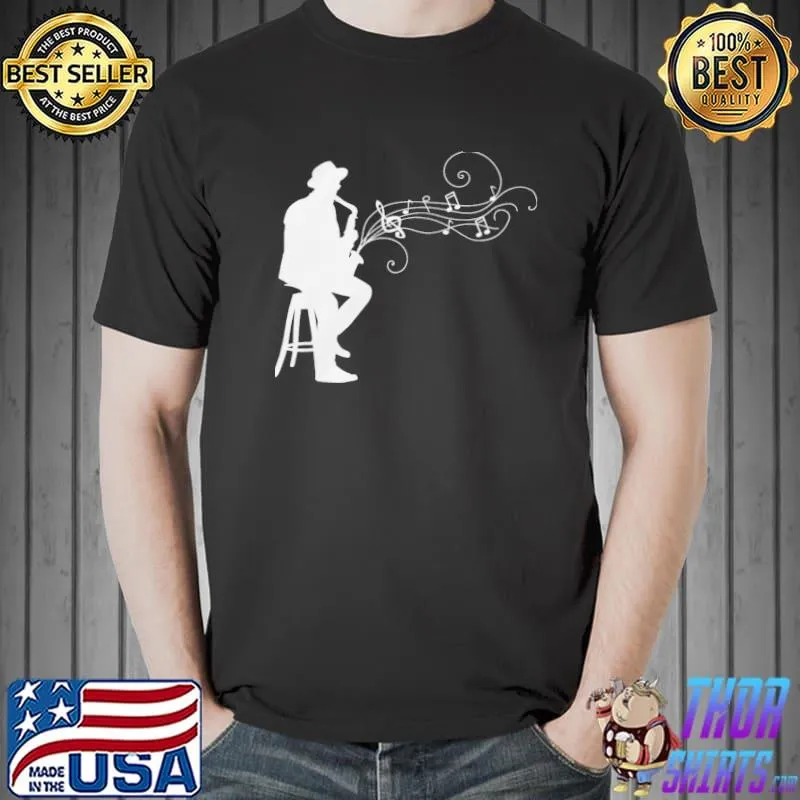 White jazz saxophone trumphet music lover musician design classic shirt