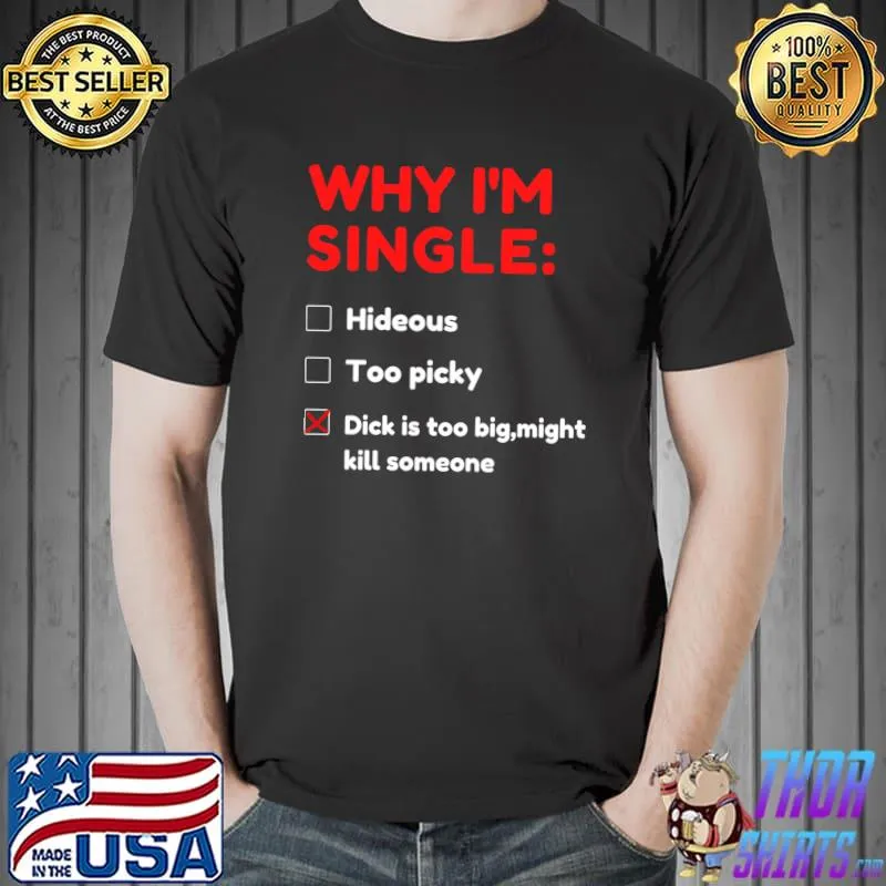 Why I'm Single Hideous Too Picky Dick Is Too Big Might Kill Someone T-Shirt