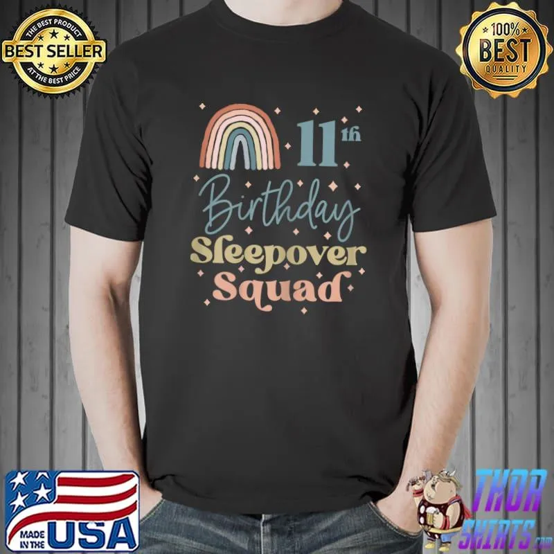 11th Birthday Boho Rainbow Sleepover Squad Pajamas T-Shirt