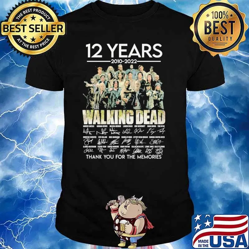 12 years the walking dead thank for memories signatures shirt