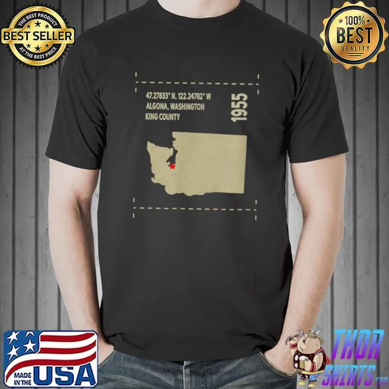 Algona Washington King County 1955 Maps Coordinates Graphic T-Shirt