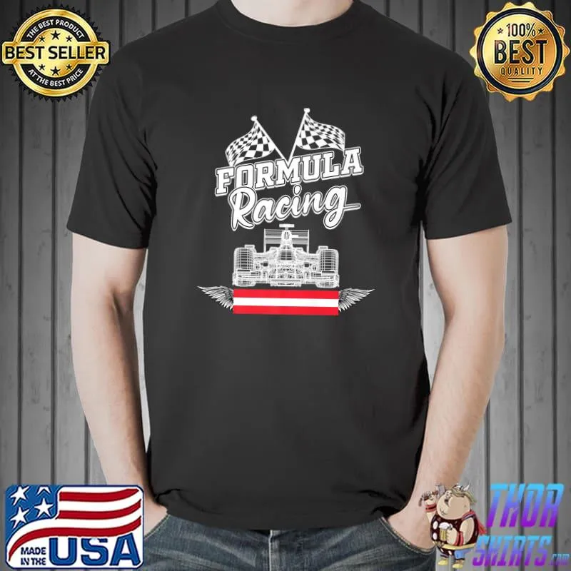 Austrian Auto Race Austria Flag Formula Racing Car Race Fan T-Shirt