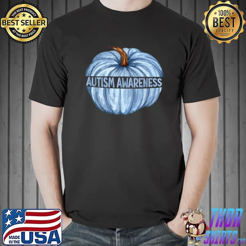 Autism Awareness Pumpkin Blue Halloween T-Shirt