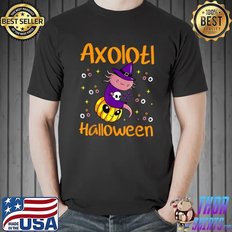 Axolotl Halloween Costume Pumpkin Kawaii Halloween Axolotl T-Shirt