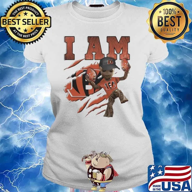 Baby Groot I Am Cincinnati Bengals Shirt Ladies tee