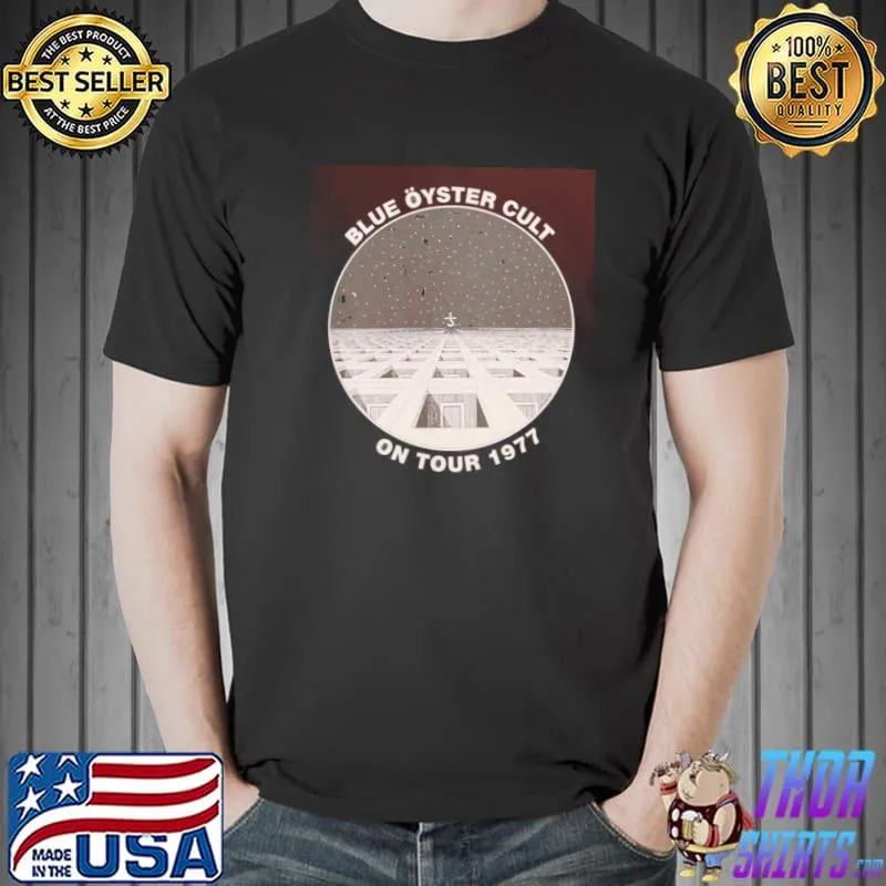 Blue oyster cult on tour 1977 metal black blue oyster band shirt