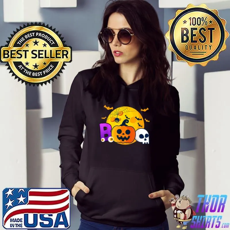 Boo Blood Moon Pumpkin Skull Halloween T-Shirt Hoodie