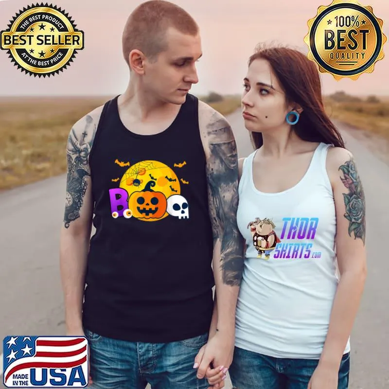 Boo Blood Moon Pumpkin Skull Halloween T-Shirt Tank Top