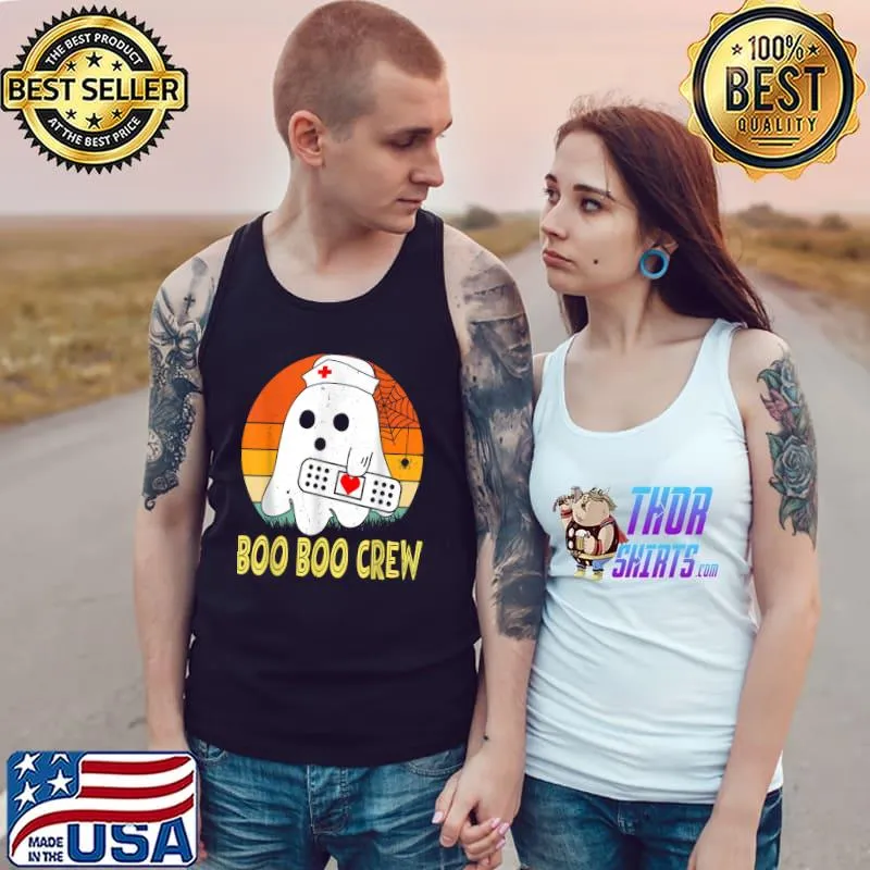 Boo Boo Crew Ghost Nurse Halloween Vintage Sunset T-Shirt Tank Top