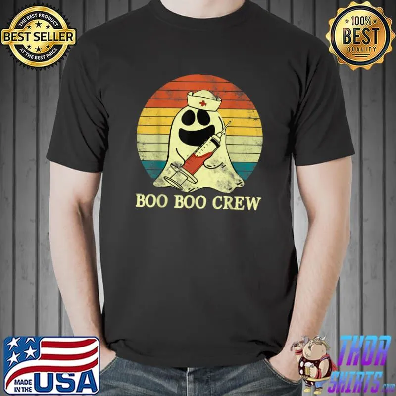 Boo Boo Crew Ghost Nurse Vintage Halloween 2022 Nursing RN T-Shirt