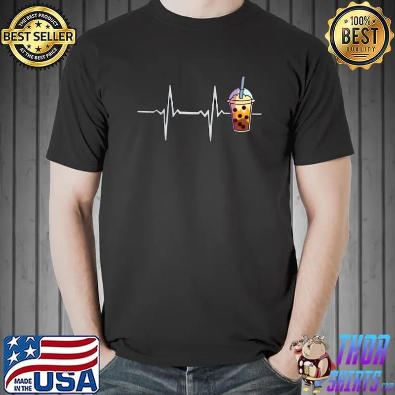 Bubble Tea Heartbeat Tapioca Milk Kawaii Boba Lover T-Shirt