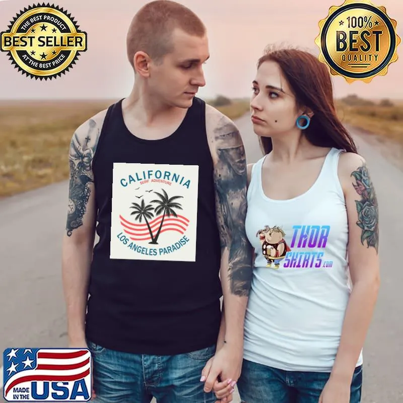 California Surf Adventure Los Angeles Paradise Trees T-Shirt Tank Top
