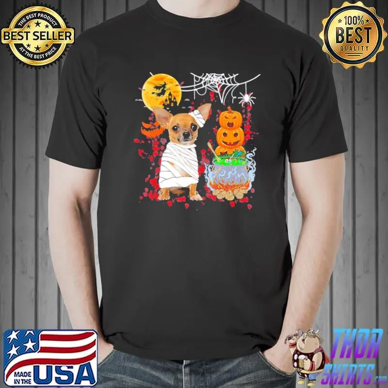 Chihuahua dog mummy halloween dog scary pumpkins lover owner classic shirt