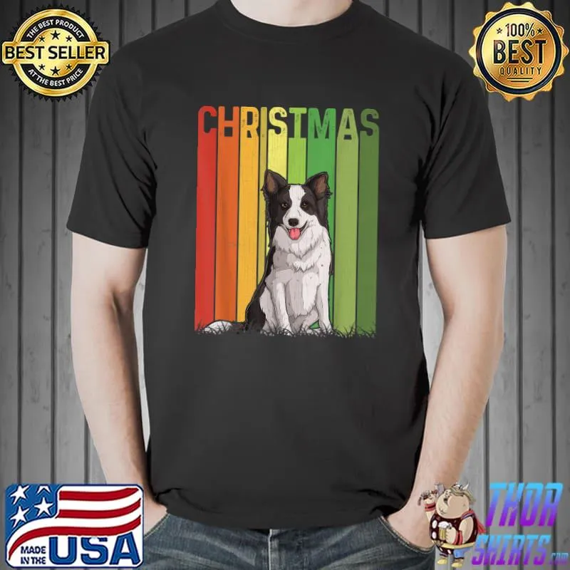 Christmas Retro Border Collie Dog T-Shirt