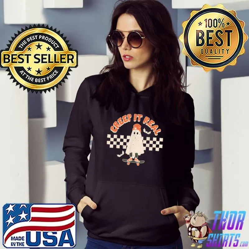 Creep It Real Vintage Slide Ghost Halloween T-Shirt Hoodie