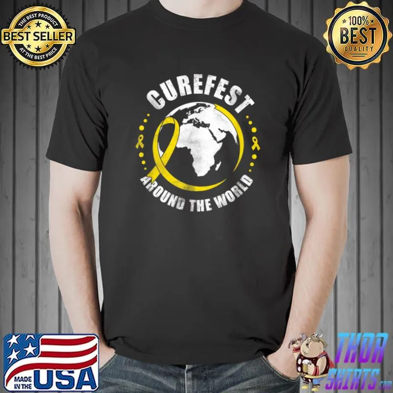 Curefest Childhood Cancer Around The World 2022 Ribbon Earth T-Shirt