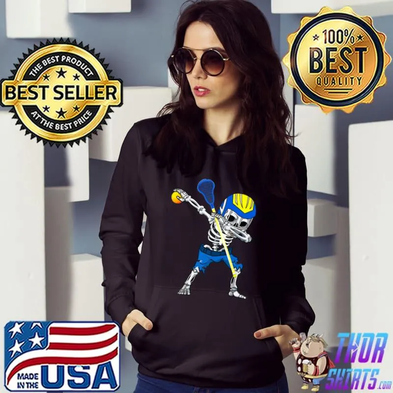 Dabbing Skeleton Lacrosse Skull Halloween Costume T-Shirt Hoodie