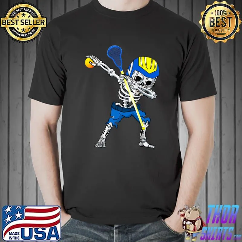 Dabbing Skeleton Lacrosse Skull Halloween Costume T-Shirt