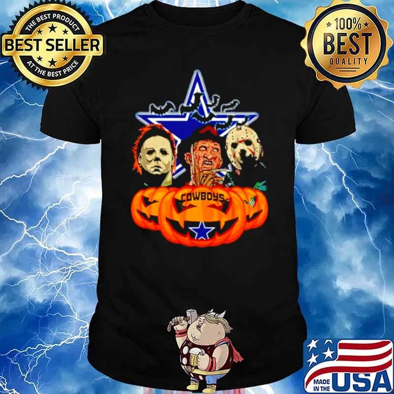Dallas Cowboys Freddy Krueger Michael Myers Jason Voorhees Pumpkin Horror Movie Halloween shirt