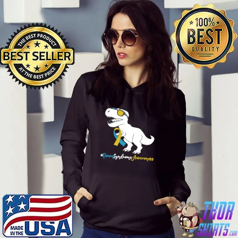 Down Syndrome T-rex Dinosaur Trisomy Ribbon T-Shirt Hoodie