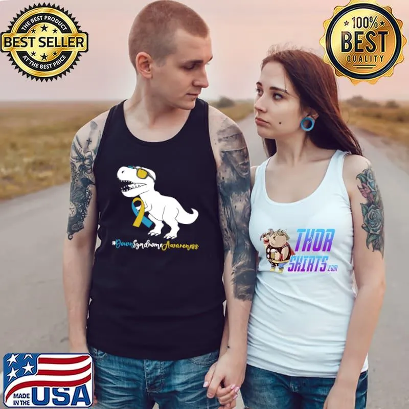 Down Syndrome T-rex Dinosaur Trisomy Ribbon T-Shirt Tank Top