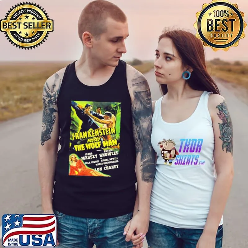 Frankenstein meets the wolf man 1943 restored poster halloween spooky night s Tank Top