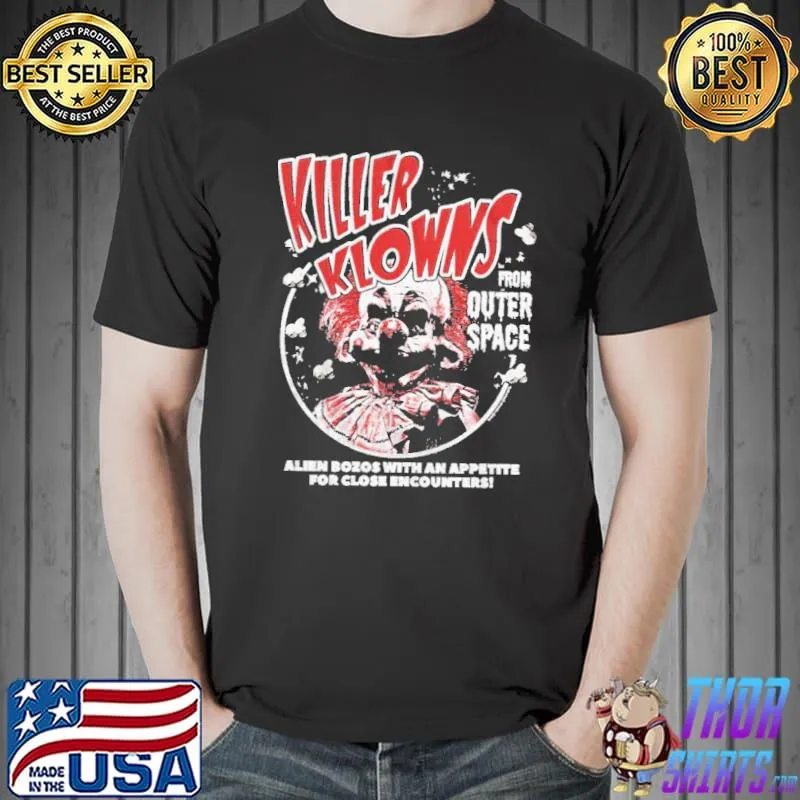 Funny alien bozos killer klowns funny outer space retro style halloween spooky night shirt