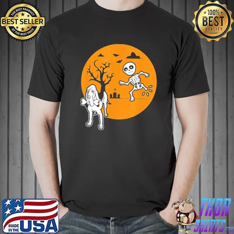 Funny bloodhound skeleton bone halloween costume dog owners funny halloween classic shirt